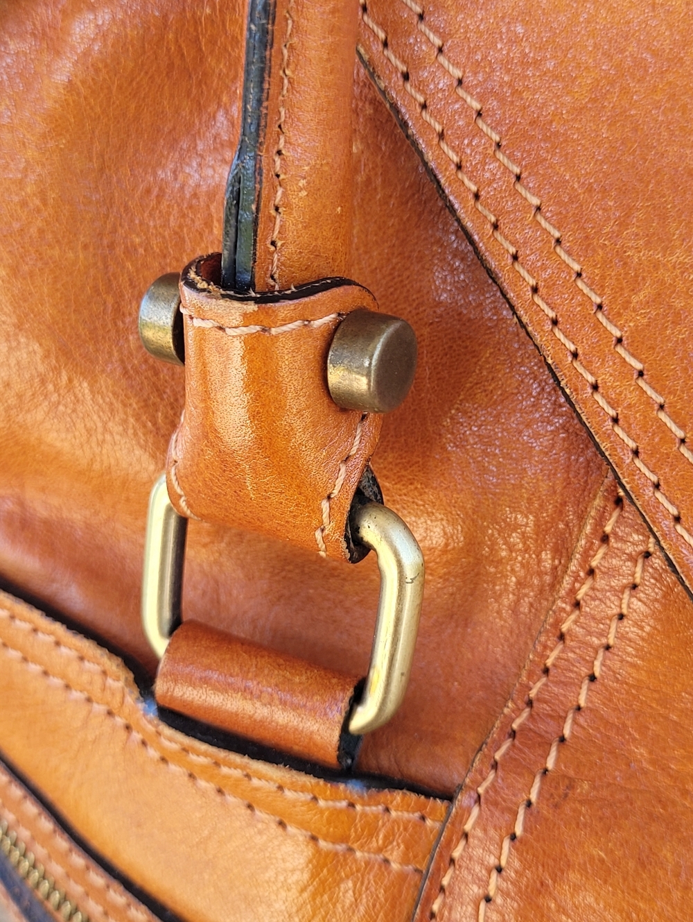 Gorgeous Pratesi Firenze Italian Leather Handbag In Cognac Brown - Picture 4 of 12